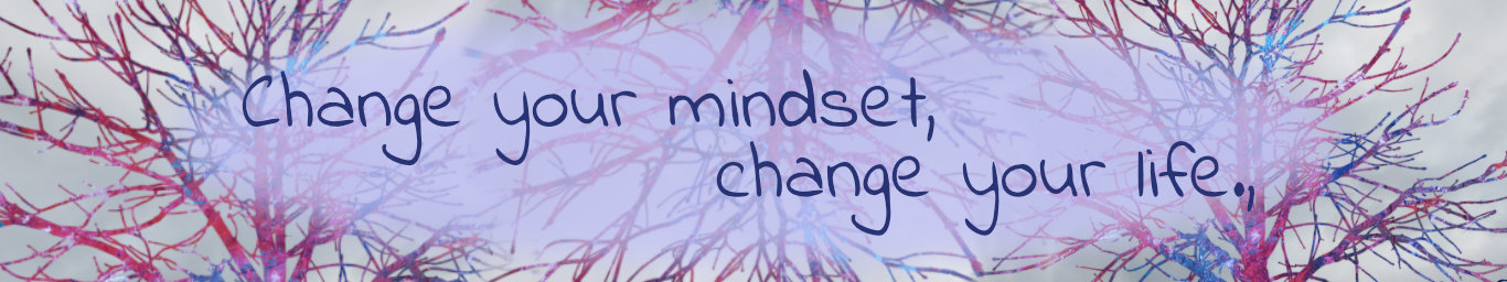 an intricate web of pink lines in the background; a blurred lilac oval on top; title in dark blue:
      change your mindset, change your life.