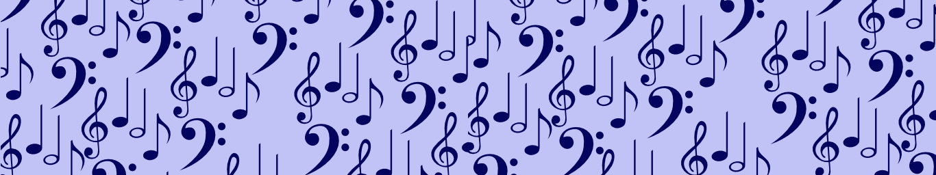 Dark blue musical notes on lilac background.