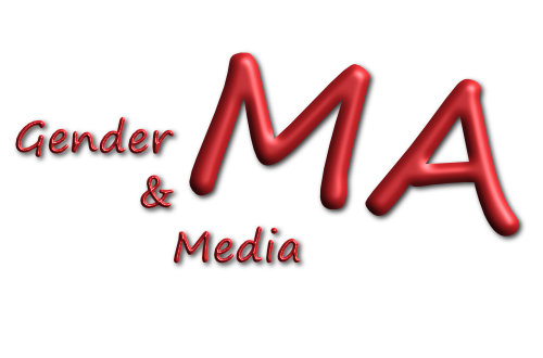 the words: MA Gender and Media in dark blue on transparent background